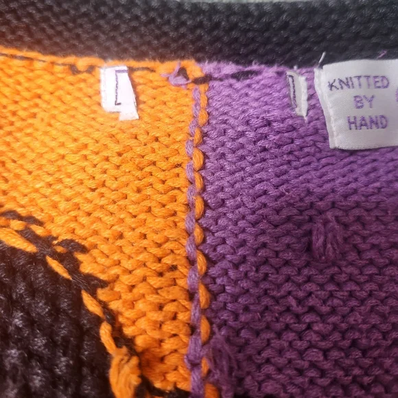 Vintage Halloween Sweater Vest XL Hand Knit Witchy Scarecrow Kitschy Teacher - Picture 11 of 11